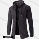 Wholesale Men's Casual Plain Long Sleeve Zipper Chunky Knit Drawstring Long Hooded Jacket Dark Gray Clothing Wholesale Market Liuhua