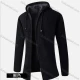 Wholesale Men's Casual Plain Long Sleeve Zipper Chunky Knit Drawstring Long Hooded Jacket Black Clothing Wholesale Market Liuhua