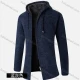 Wholesale Men's Casual Plain Long Sleeve Zipper Chunky Knit Drawstring Long Hooded Jacket Gray Blue Clothing Wholesale Market Liuhua