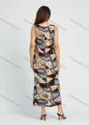 Wholesale Women's Fashion Sleeveless Keyhole Neck Leopard Splicing Print Midi Dress - Liuhuamall