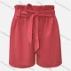 Wholesale Girls Casual Plain Elastic Waist Lace Up Shorts Brick Red Clothing Wholesale Market Liuhua