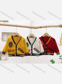 Wholesale Kid's Casual Long Sleeve Buttons Down Cardigan Sweater 8154#, LIUHUA CLOTHING WHOLESALE