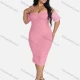 Wholesale Women's Sexy Off Shoulder Short Sleeve Bodycon Pullover Plain Dress 50# Clothing Wholesale Market Liuhua