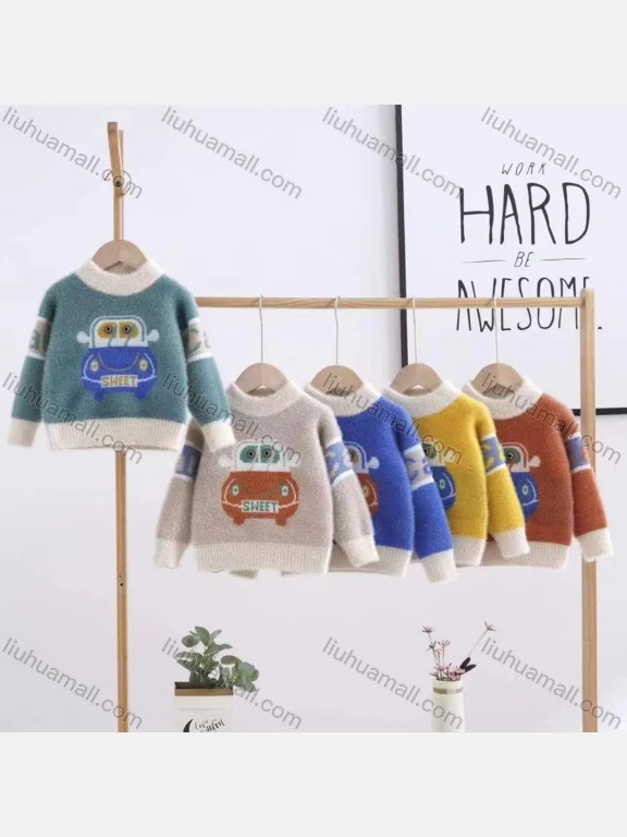 Wholesale Kid's Casual Cartoon Pattern Long Sleeve Fleece Sweater kdwl8215#