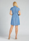 Wholesale Women's V Neck Short Sleeve Button Front Plain Mini Shirt Dress With Belt - Liuhuamall