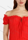Wholesale Women's Off Shoulder Puff Sleeve Ruched Dress - Liuhuamall