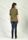 Wholesale Women's Casual Military Style Collared Distressed Long Sleeve Top Button Down Ripped Raw Hem Shirt - Liuhuamall