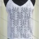 Wholesale Women's Casual V Neck Plain Hollow Out Knit Cami Top White Clothing Wholesale Market Liuhua