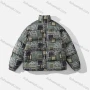 Wholesale Men's Fashion Long Sleeve Stand Collar Paisley Patchwork Print Puffer Coat 925# preview