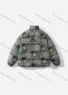 Wholesale Men's Fashion Long Sleeve Stand Collar Paisley Patchwork Print Puffer Coat 925# - Liuhuamall