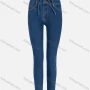 Wholesale Women's Casual Plain High Waist Drawstring Straight Leg Ankle Length Skinny Fit Jeans MJ-44MB# preview