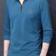 Wholesale Men's Casual Plain Stand Collar Quarter Zip Thermal Lined Long Sleeve Henley Shirt 6806# Blue Wholesale Clothing Market & Suppliers -LIUHUAMALL