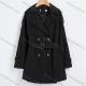 Wholesale Women's Casual Plain Lapel Long Sleeve Double Breasted Pockets Trench Coat With Belt 2024-2# Black Clothing Wholesale Market Liuhua