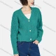 Wholesale Women's Casual Plain V Neck Button Down Long Sleeve Sweater Knit Sweater Cadmium Green Guangzhou Clothing Wholesale Market & Suppliers -LIUHUAMALL