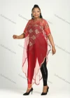 Wholesale Women's Muslim Islamic Glamorous Triangle Hem Sequin Mesh Translucent Cover Up Cloak - Liuhuamall