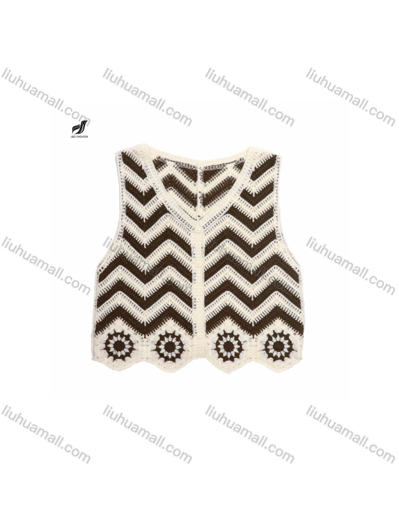 Wholesale Women's vest jacket knitted embroidery hollow crochet cardigan ethnic style vest outerwear