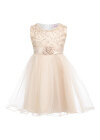 Wholesale Girls Sleeveless 3D Floral Sequin Lace Flower Girl Dress - Liuhuamall