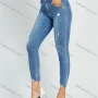 Wholesale Women's Fashion High Waist Ripped Raw Hem Rhinestone Glitter Cropped Skinny Jean preview