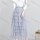 Wholesale Women's Casual Plain Elastic Waist High Waist Tiered Skirt Blue Guangzhou Clothing Wholesale Market & Suppliers -LIUHUAMALL