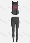 Wholesale Women's Sporty Breathable Quick Dry Letter Tank Top & High Waist Leggings 2 Piece Yoga Workout Outfits 1007#&1013# - Liuhuamall