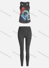 Wholesale Women's Sporty Breathable Quick Dry Letter Tank Top & High Waist Leggings 2 Piece Yoga Workout Outfits 1006#&1011# - Liuhuamall