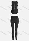 Wholesale Women's Sporty Breathable Quick Dry Geometric Tank Top & High Waist Leggings 2 Piece Yoga Workout Outfits 1006#&1012# - Liuhuamall