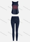 Wholesale Women's Sporty Breathable Quick Dry Letter Tank Top & High Waist Leggings 2 Piece Yoga Workout Outfits 1006#&1013# - Liuhuamall