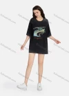 Wholesale Women's Hip Hop Wash Crew Neck Short Sleeve Loose Fit Graphic Letter T-shirt - Liuhuamall