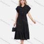 Wholesale Women's Casual Plain Butterfly Sleeve Button Front Drawstring Midi Shirt Dress preview