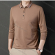 Wholesale Men's Casual Plain Striped Trim Long Sleeve Slim Fit Polo Shirt 6611# Khaki Wholesale Clothing Market & Suppliers -LIUHUAMALL