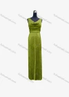 Wholesale Women's Elegant Plain Cowl Neck Laser Bronzing Pleated Maxi Evening Dress  - Liuhuamall