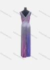 Wholesale Women's Elegant Plain Cowl Neck Laser Bronzing Pleated Maxi Evening Dress  - Liuhuamall