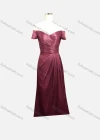 Wholesale Women's Elegant Plain Off Shoulder Ruched Maxi Evening Dress - Liuhuamall