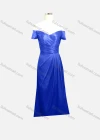 Wholesale Women's Elegant Plain Off Shoulder Ruched Maxi Evening Dress - Liuhuamall