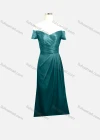 Wholesale Women's Elegant Plain Off Shoulder Ruched Maxi Evening Dress - Liuhuamall