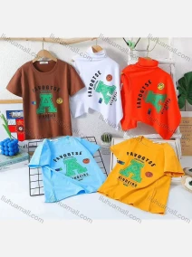 Wholesale Boy's Casual Letter Print 100% Cotton Round Neck Short Sleeve Tee, LIUHUA CLOTHING WHOLESALE
