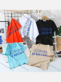 Wholesale Boy's Casual Letter Print 100% Cotton Round Neck Short Sleeve Tee, LIUHUA CLOTHING WHOLESALE
