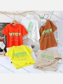 Wholesale Boy's Casual Letter Print 100% Cotton Round Neck Short Sleeve Tee, LIUHUA CLOTHING WHOLESALE