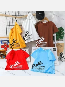 Wholesale Boy's Casual Letter Print 100% Cotton Round Neck Short Sleeve Tee, LIUHUA CLOTHING WHOLESALE