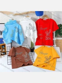 Wholesale Boy's Casual Cartoon Print 100% Cotton Round Neck Short Sleeve Tee, LIUHUA CLOTHING WHOLESALE