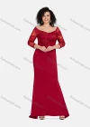 Wholesale Women's Elegant Off Shoulder Zip Back Plain Splicing Sheer Mesh Embroidered Mermaid Evening Dress 13082# - Liuhuamall