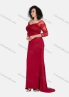 Wholesale Women's Elegant Off Shoulder Zip Back Plain Splicing Sheer Mesh Embroidered Mermaid Evening Dress 13082# - Liuhuamall