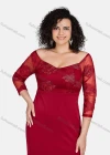 Wholesale Women's Elegant Off Shoulder Zip Back Plain Splicing Sheer Mesh Embroidered Mermaid Evening Dress 13082# - Liuhuamall