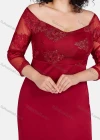 Wholesale Women's Elegant Off Shoulder Zip Back Plain Splicing Sheer Mesh Embroidered Mermaid Evening Dress 13082# - Liuhuamall