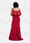 Wholesale Women's Elegant Off Shoulder Zip Back Plain Splicing Sheer Mesh Embroidered Mermaid Evening Dress 13082# - Liuhuamall