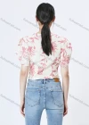 Wholesale Women's Elegant Wrap V Neck Puff Sleeve Plants Print Eyelet Embroidered Top 821931# - Liuhuamall