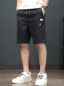 Wholesale Men's Casual Drawstring Sewing Label Side Plain Shorts, LIUHUA CLOTHING WHOLESALE