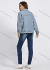 Wholesale Women's Graphic Boy Friend Loose Fit Label Drop Shoulder Flap Pockets Button Front Denim Jacket - Liuhuamall