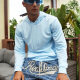 Men's Casual Plain Pullover Drawstring Hooded Sweatshirt With Kanga Pocket HD3006# Sky Blue Clothing Wholesale Market -LIUHUA
