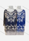 Wholesale Women's Elegant Floral Embroidery Sheer Round Neck Half Sleeve Blouse - Liuhuamall